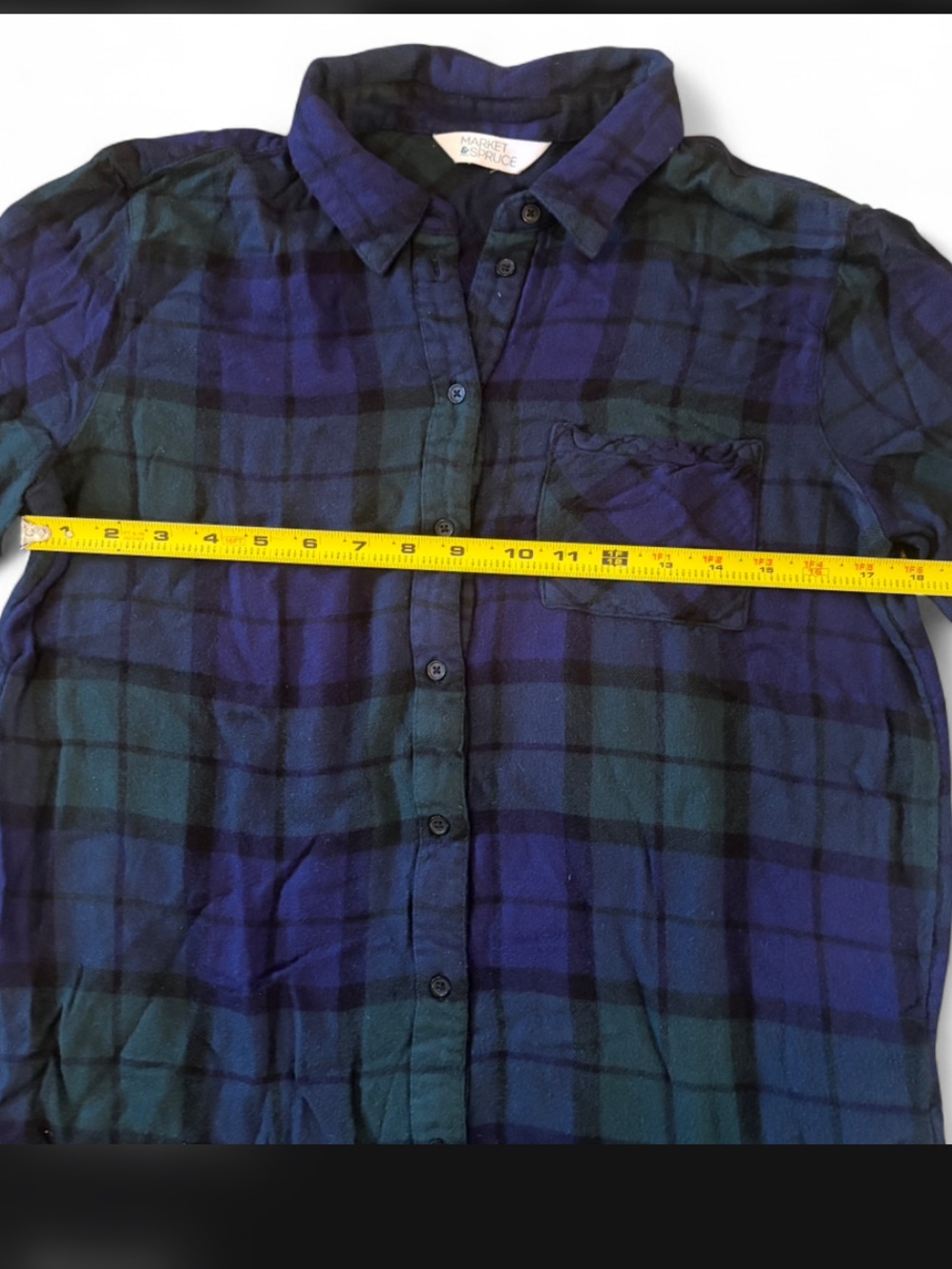 Market & Spruce Plaid Button-Up Shirt in Blue and Green - Picture 5 of 5